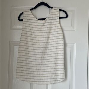 Ann Taylor Elegant Striped Sleeveless Top - Cream and White